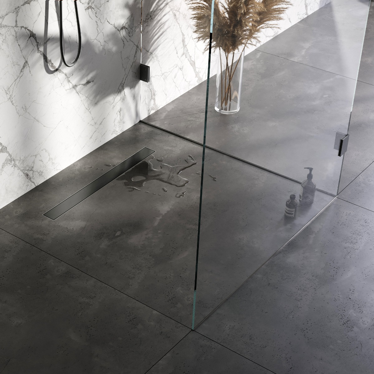 Brauer douchegoot 80x7cm met multifunctioneel rooster en flens gunmetal geborsteld PVD