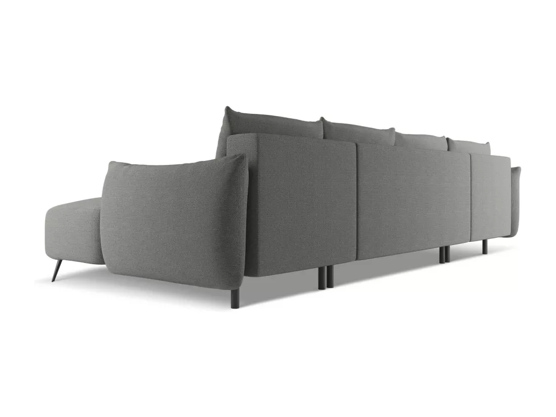 Canapé d'angle panoramique convertible en tissu chenille - éléphant - MALIE