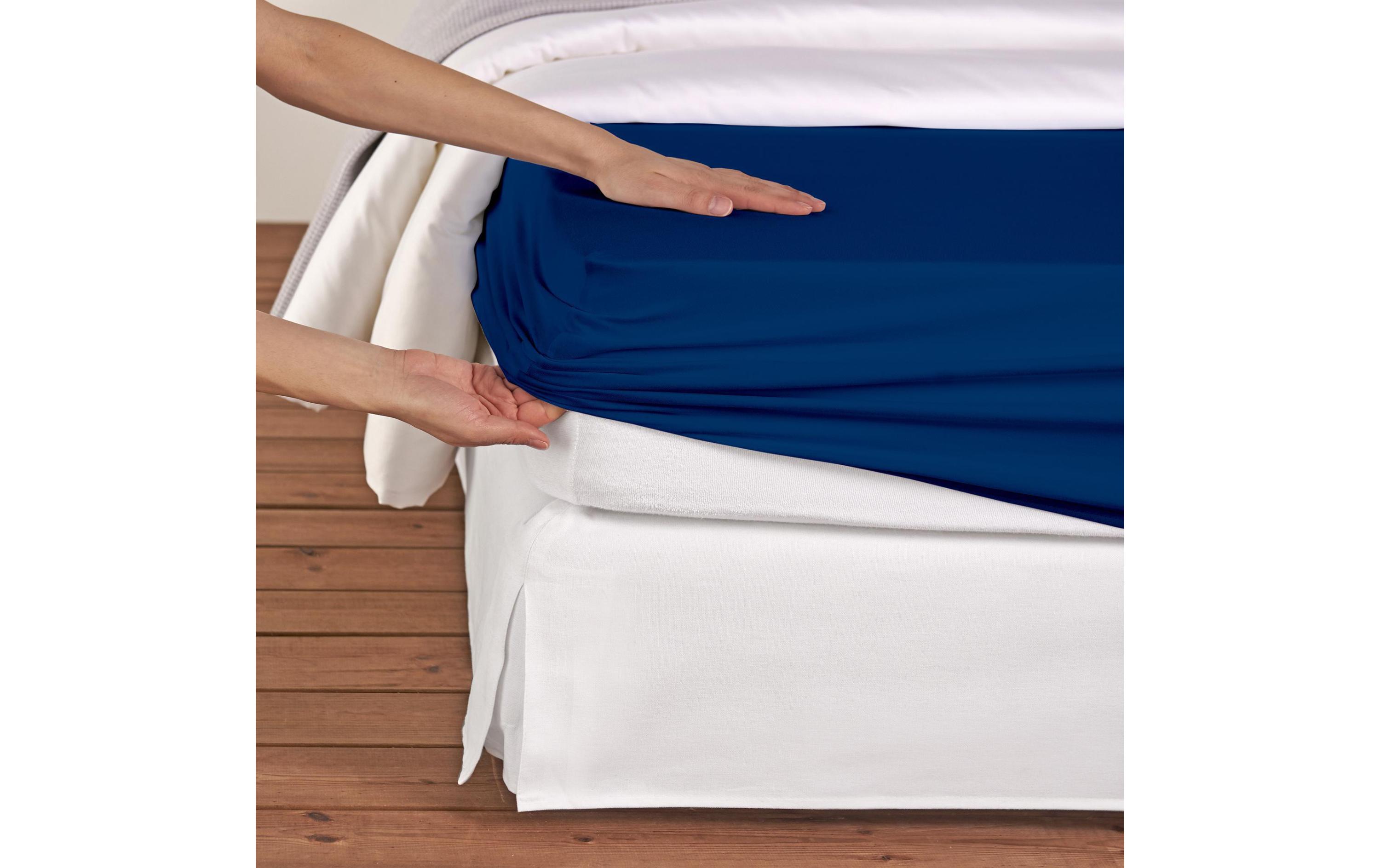 Fixleintuch Topper 90-100 cm x 190-220 cm, MarineblauLiving Home - qualitativ hochwertige Bettbezüge für Ihr Zuhause