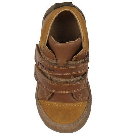Pom Pom Schuhe - Sneakers Klettband - Dark Camel
