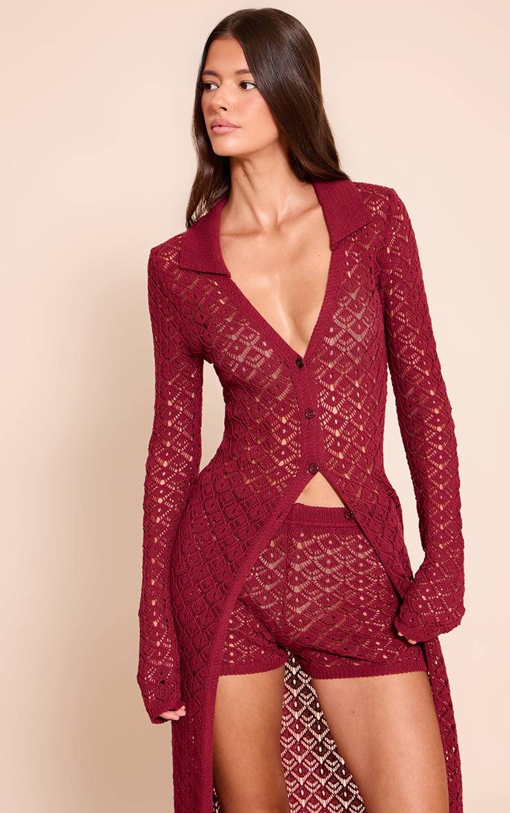 Dark Wine Short Mini En Crochet