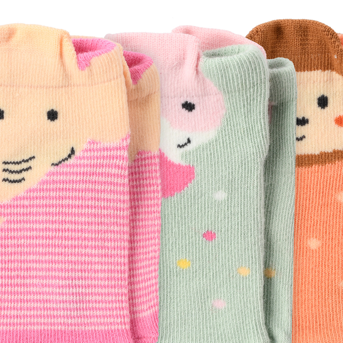 Topomini 3 Paar Baby Sneaker-Socken pink / hellorange / mintgrün