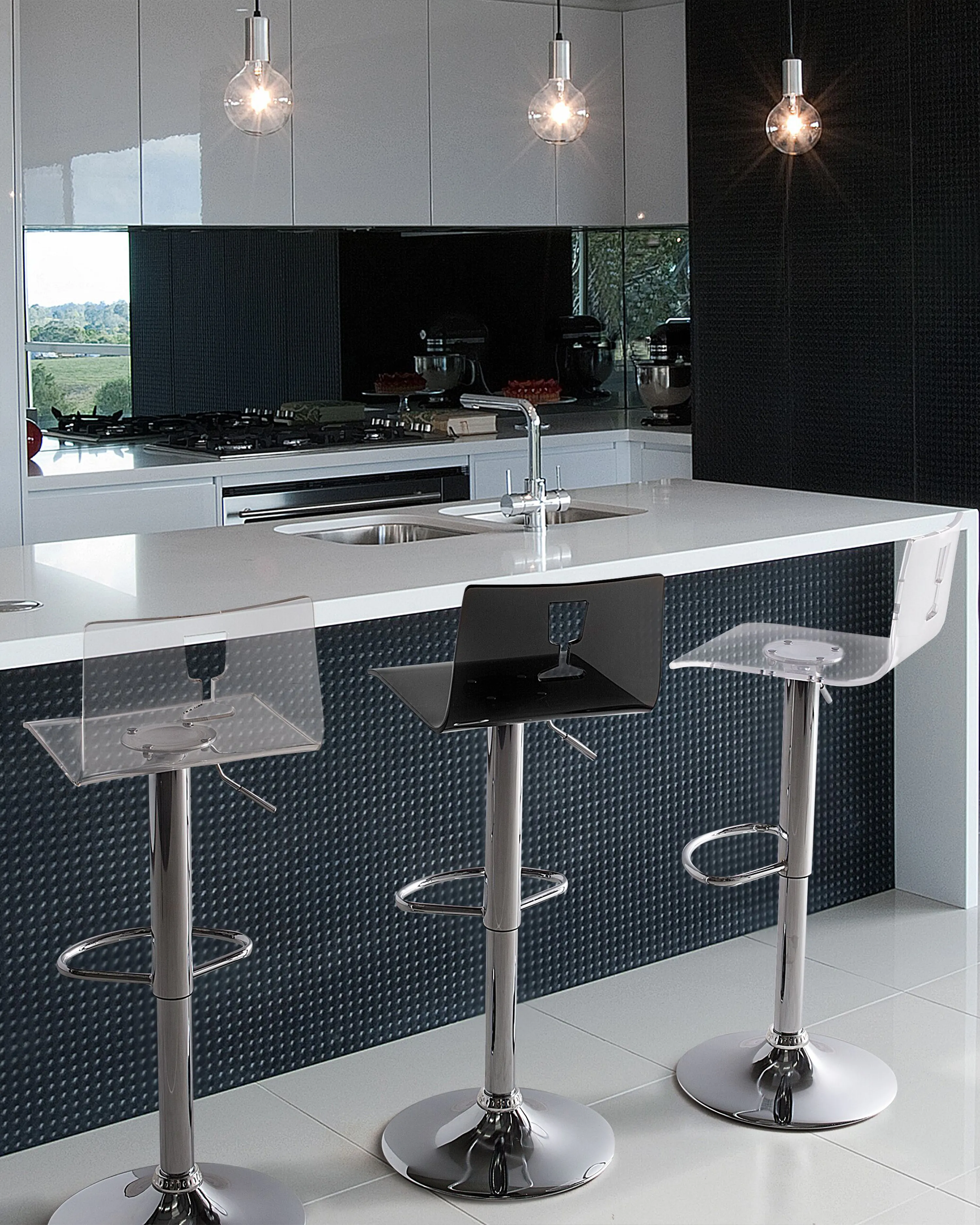 Set van 2 barstoelen BUSAN draaibaar Transparant