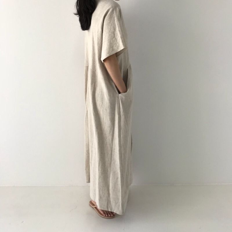 Angel Love - Maxi-zomerjurk met korte mouwen en V-hals