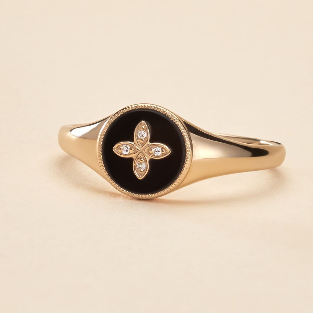Bague Talisman Or Jaune Agate Diamant