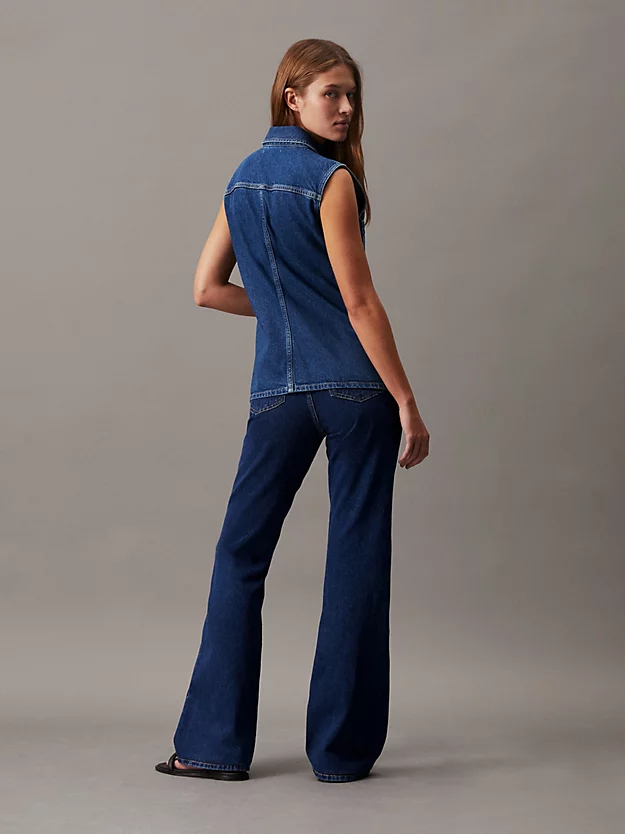 Camisa jeans sem mangas
