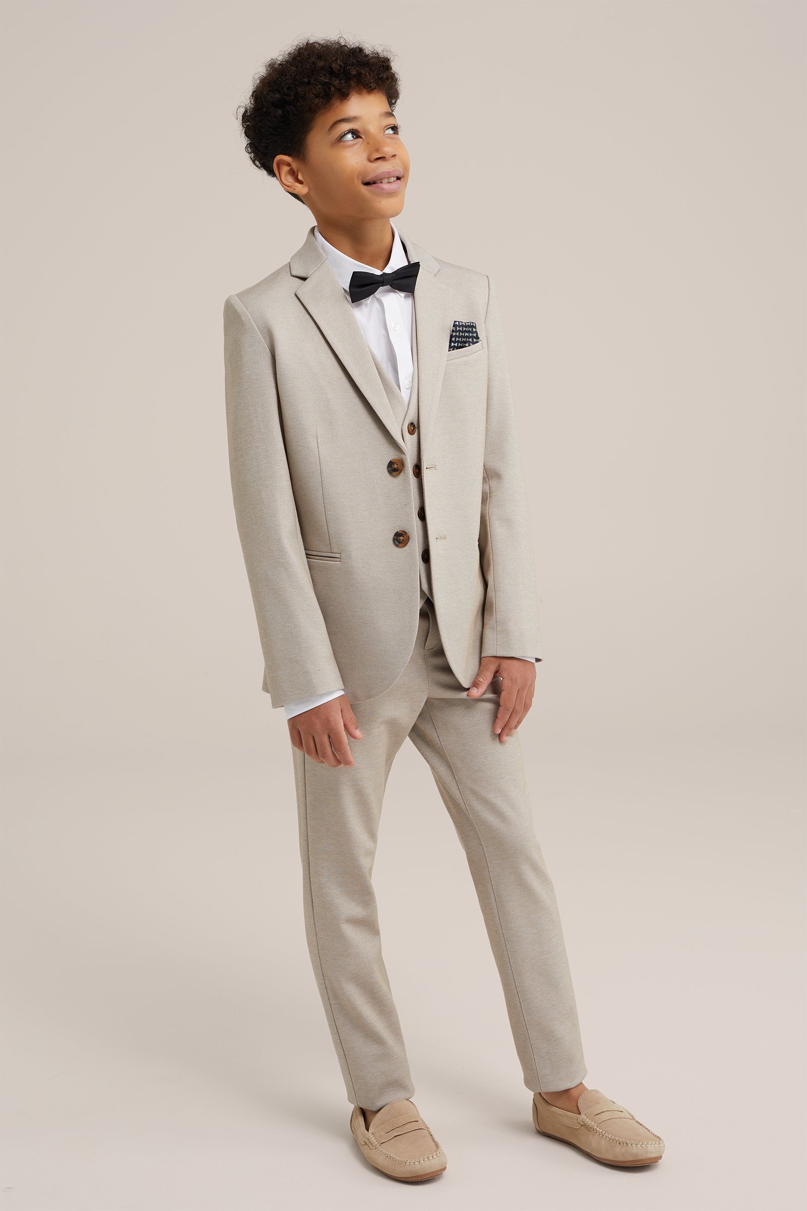 Jongens slim fit blazer met stretch WE Fashion Lichtbruin