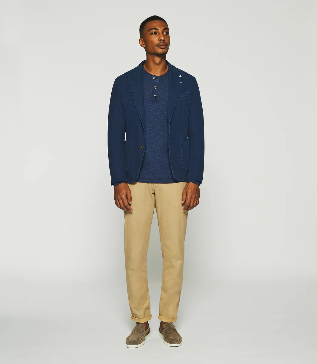 Veste en coton armuré bleu indigo ANDREAS