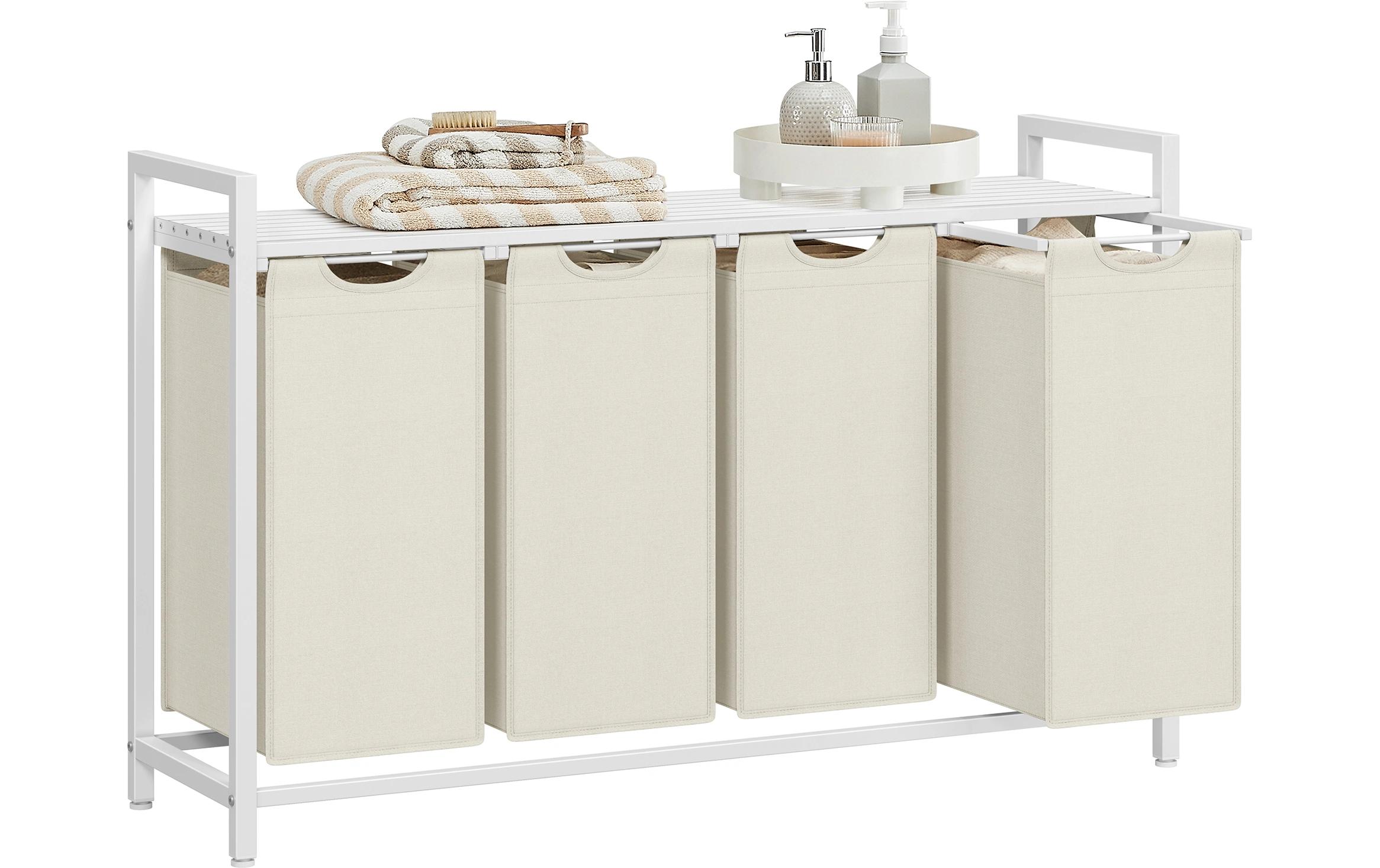 Wäschekorb mit Ablage 140 l, Crème<br>Wäschesammler