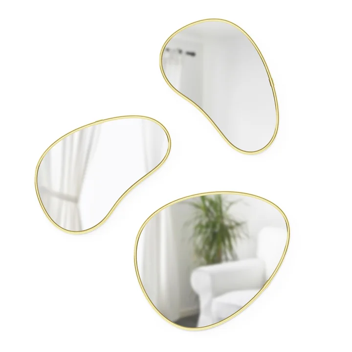 Umbra - Hubba Pebble Wandspiegel, 3er Set, Messing
