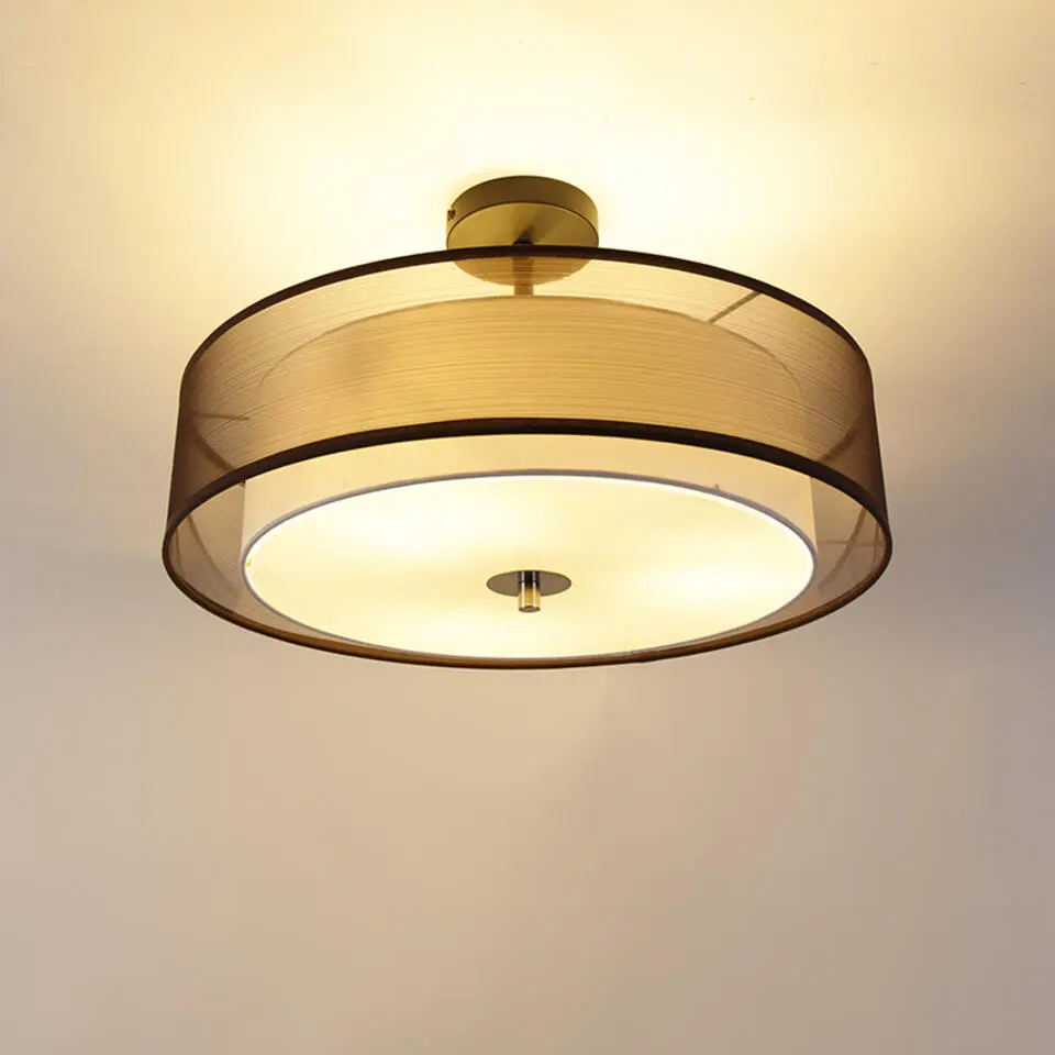 Qazqa plafondlampen drum duo bruin e27