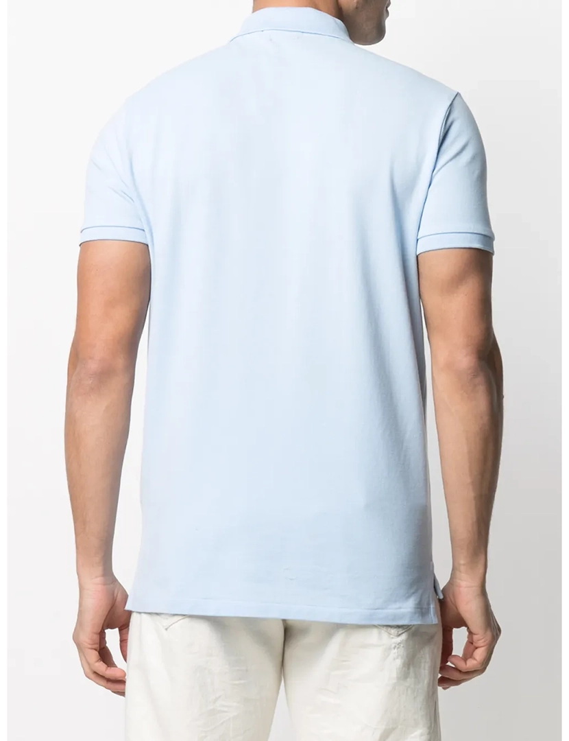 Light Blue Slim Fit Polo with White Logo