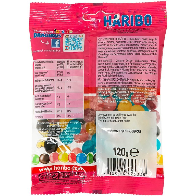 Bonbons Dragibus Haribo - Sachet de 120 g