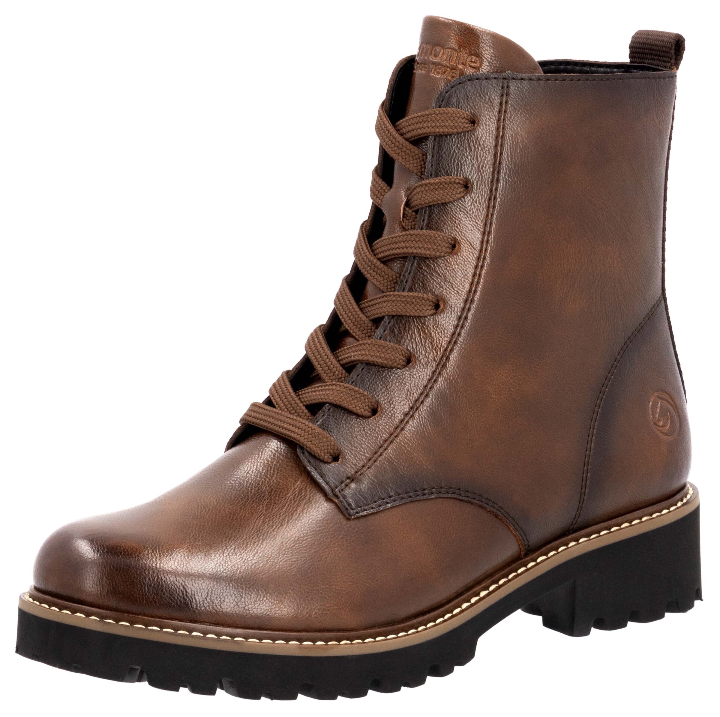 Remonte Schnürboots  , Blockabsatz, Schnürstiefelette im Used Look