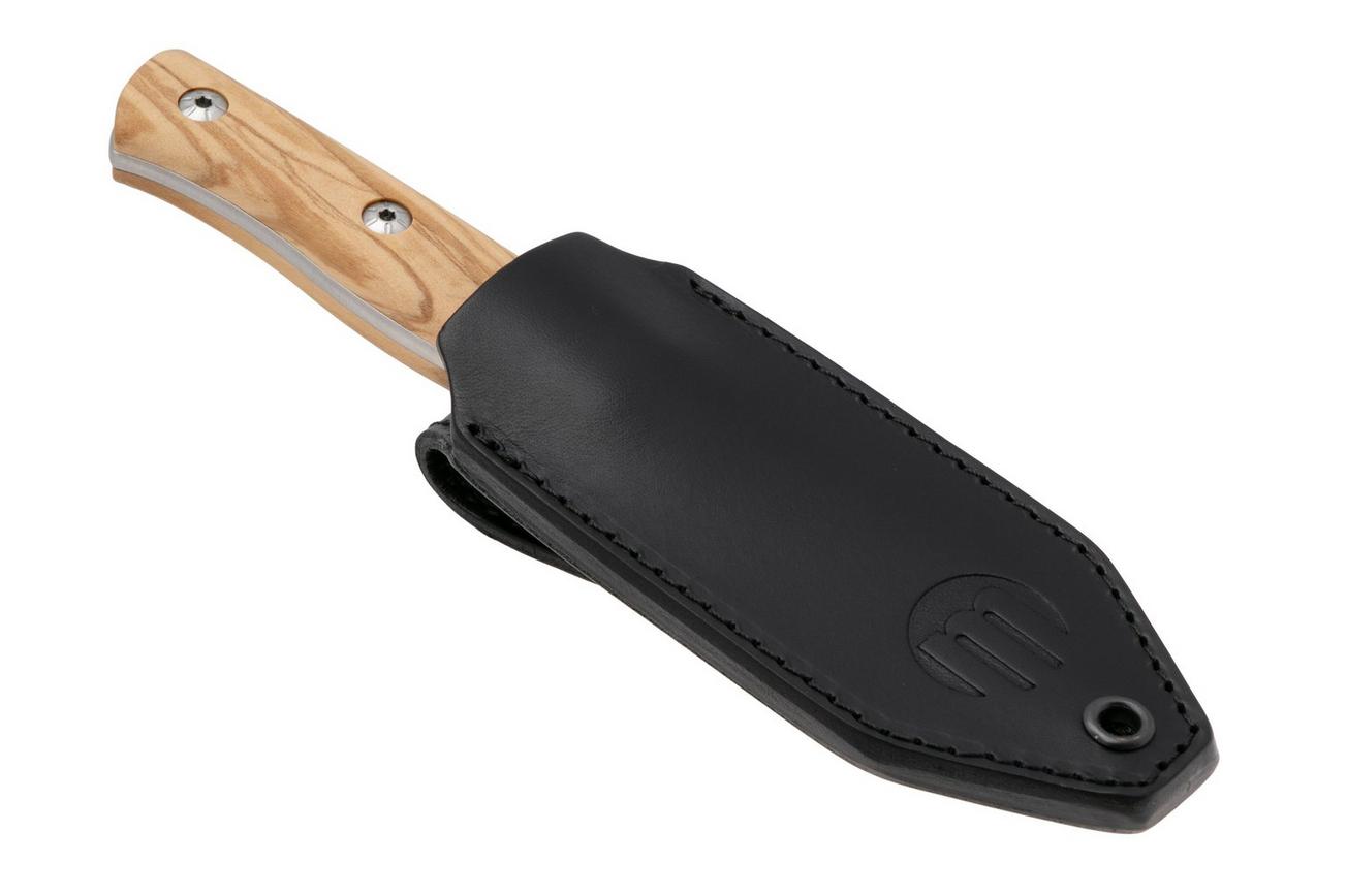 Maserin 915/OL Path, Satin M390, Olive Wood, vaststaand mes, Igor Bortolussi design