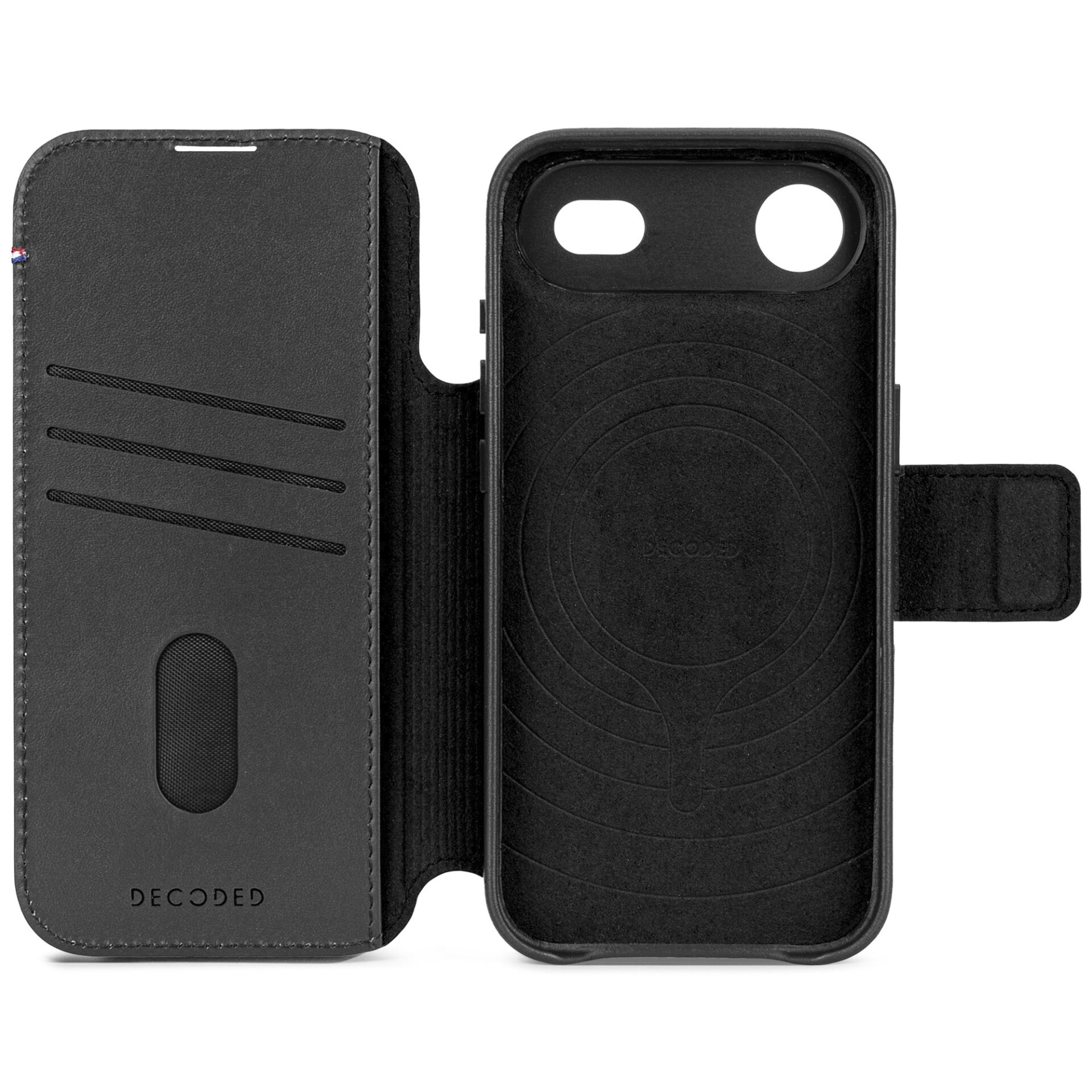 2in1 iPhone Air MagSafe Echtleder Magnet Wallet Case Tasche Flip Cover (D26IPO17ADW5BK) - Schwarz