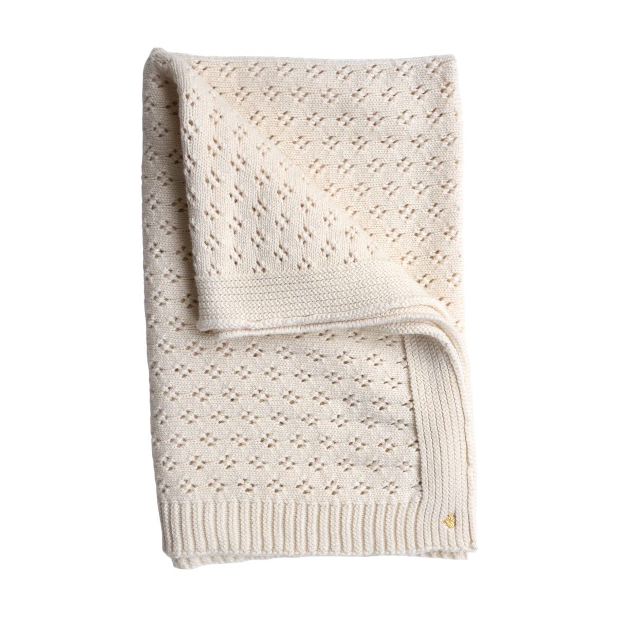 Couverture en tricot pointelle ivoire Amande