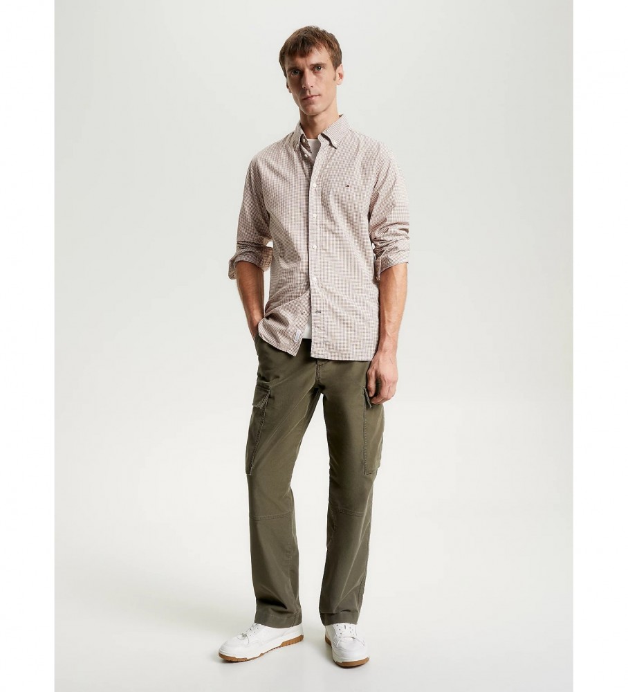Camisa Tommy Hilfiger de corte regular com estampa xadrez vichy marrom.