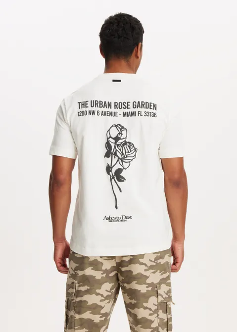 T-shirt met print rose garden off-white (WIT.O)