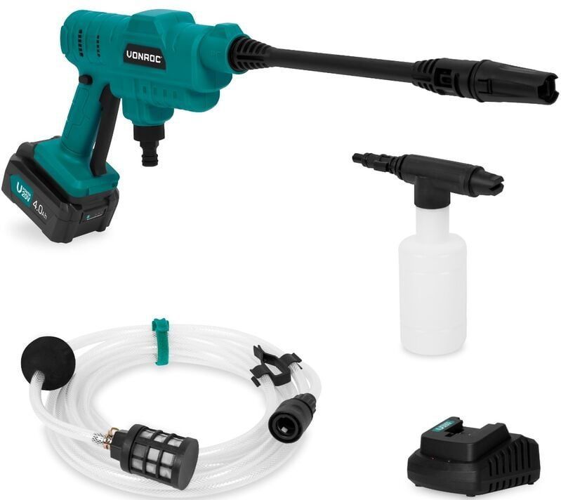VONROC Accu Drukreiniger - 20V - 24bar - 198 l/h - Incl. 5m Aanzuigslang en Spuitmond