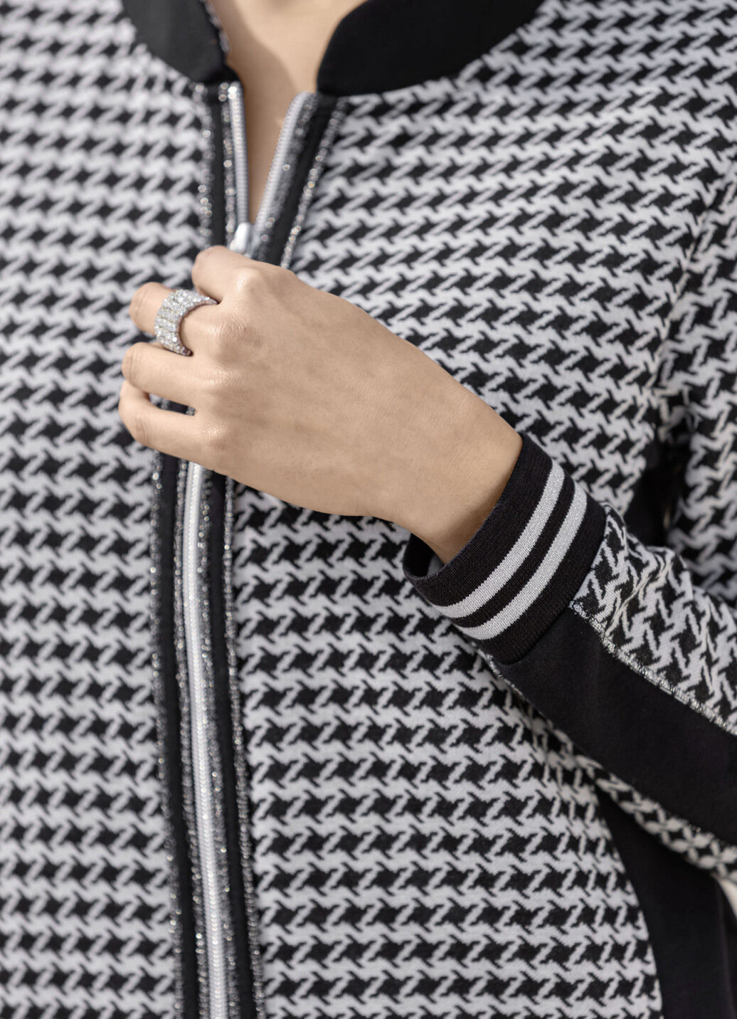 Blusenjacke mit Hahnentritt-Dessin