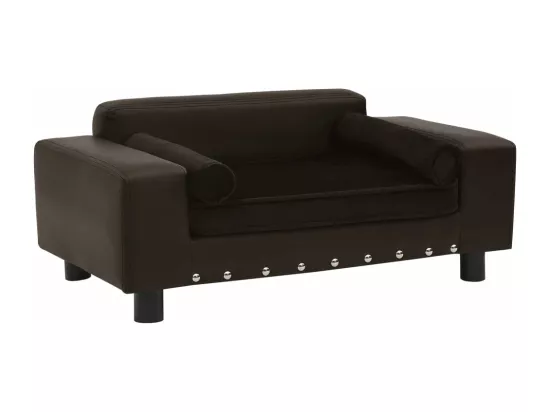 Canapé pour chien Marron 81x43x31 cm Peluche et similicuir