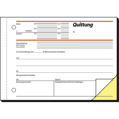 Sigel Quittung A6 quer, 2 x 40 Blatt