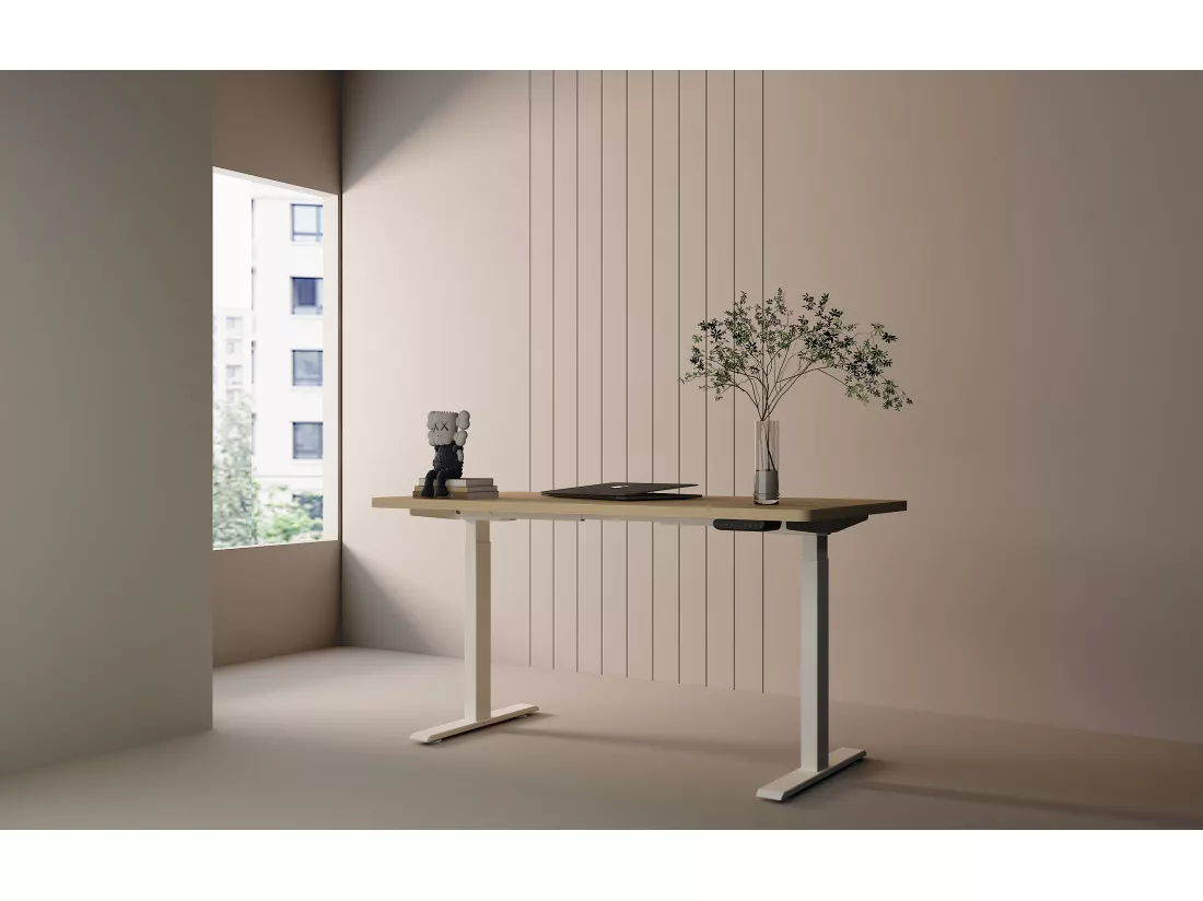 Bureau debout réglable en hauteur pour bureau à domicile, deux moteurs, bureau d'ordinateur debout électrique 58x180cm avec 4 préférences de mémoire, ports USB