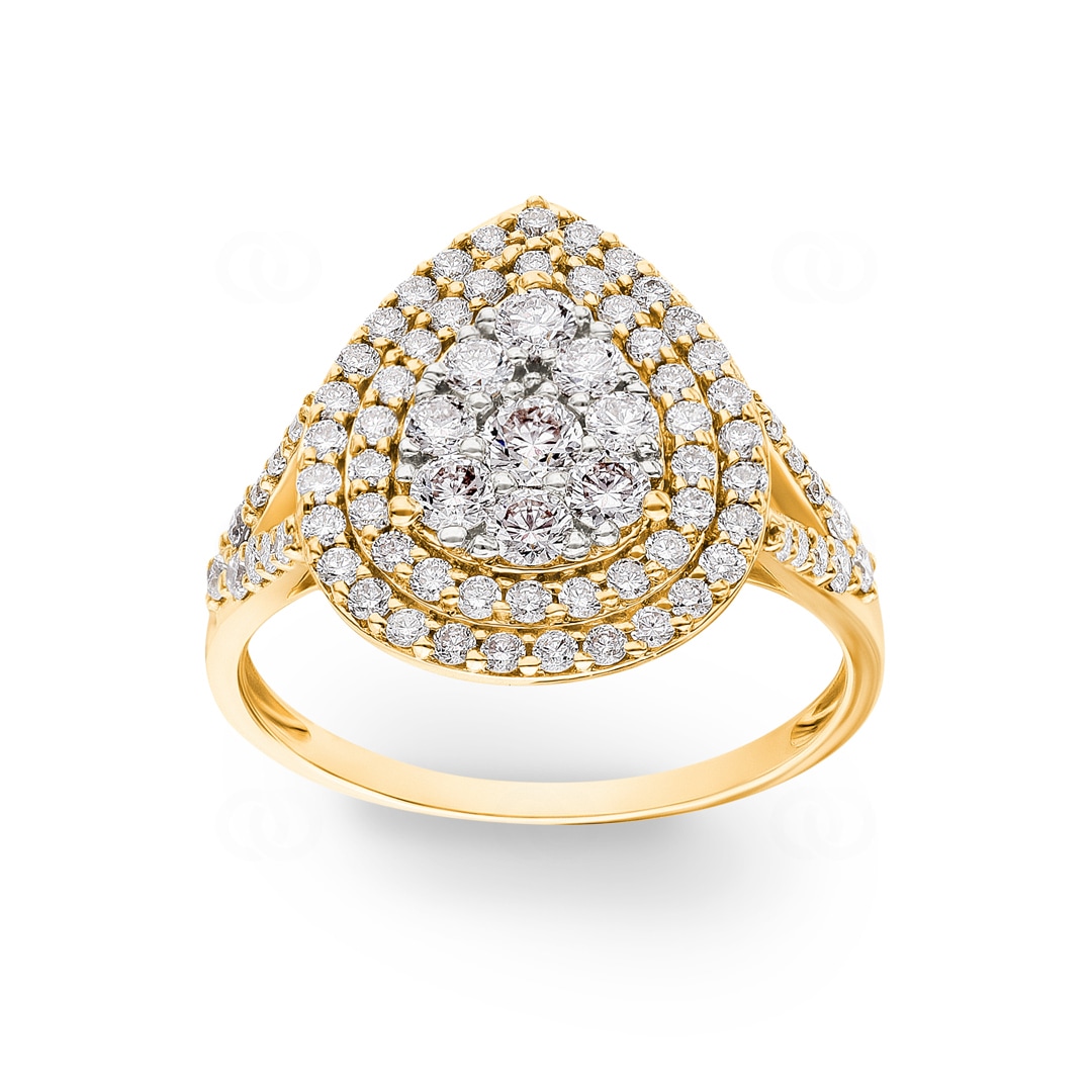1.01 Karat Halo Diamantring 750/18 K Gelbgold