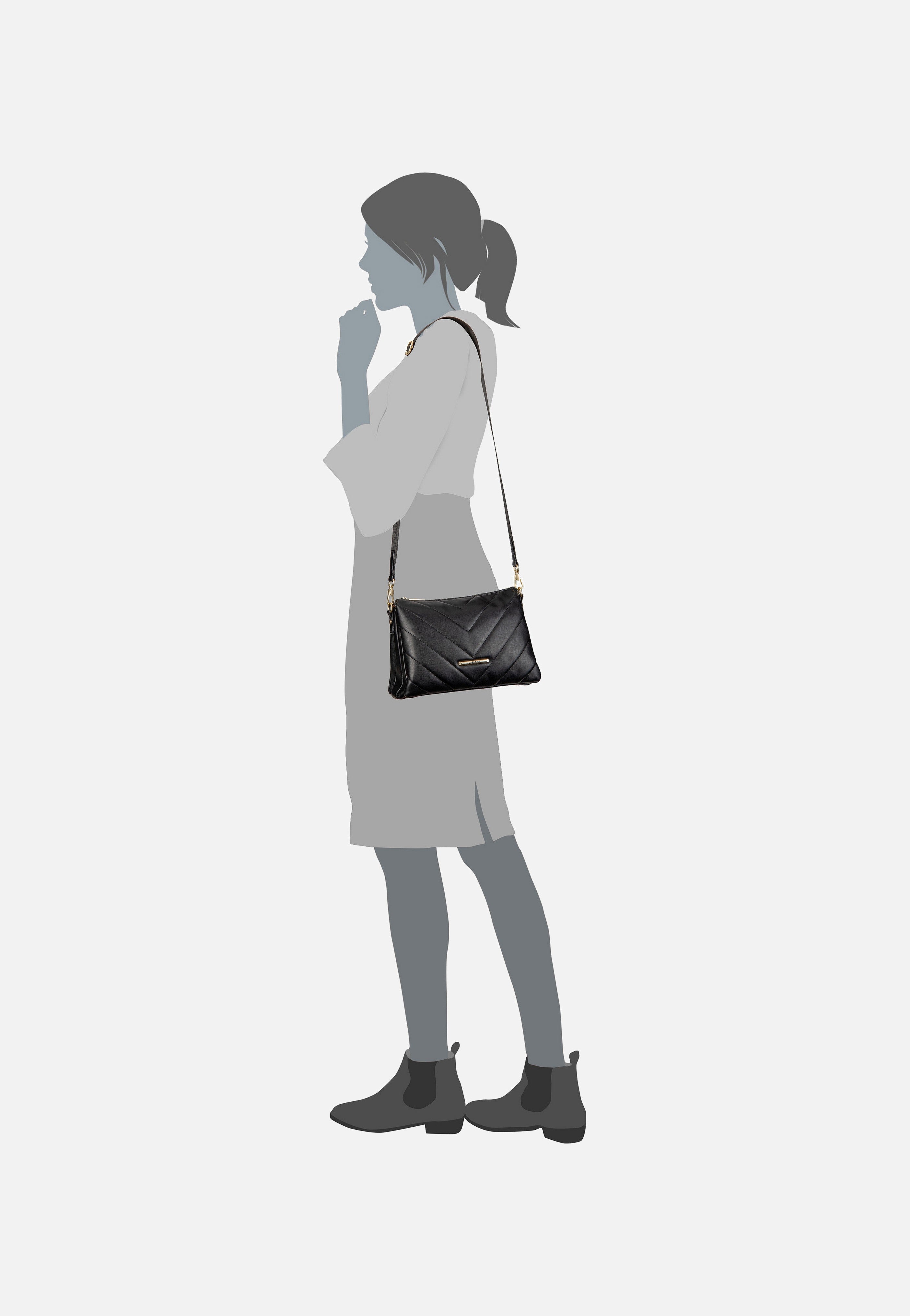 Barbara Cozy CB Trio Schwarz - Crossbody Bag