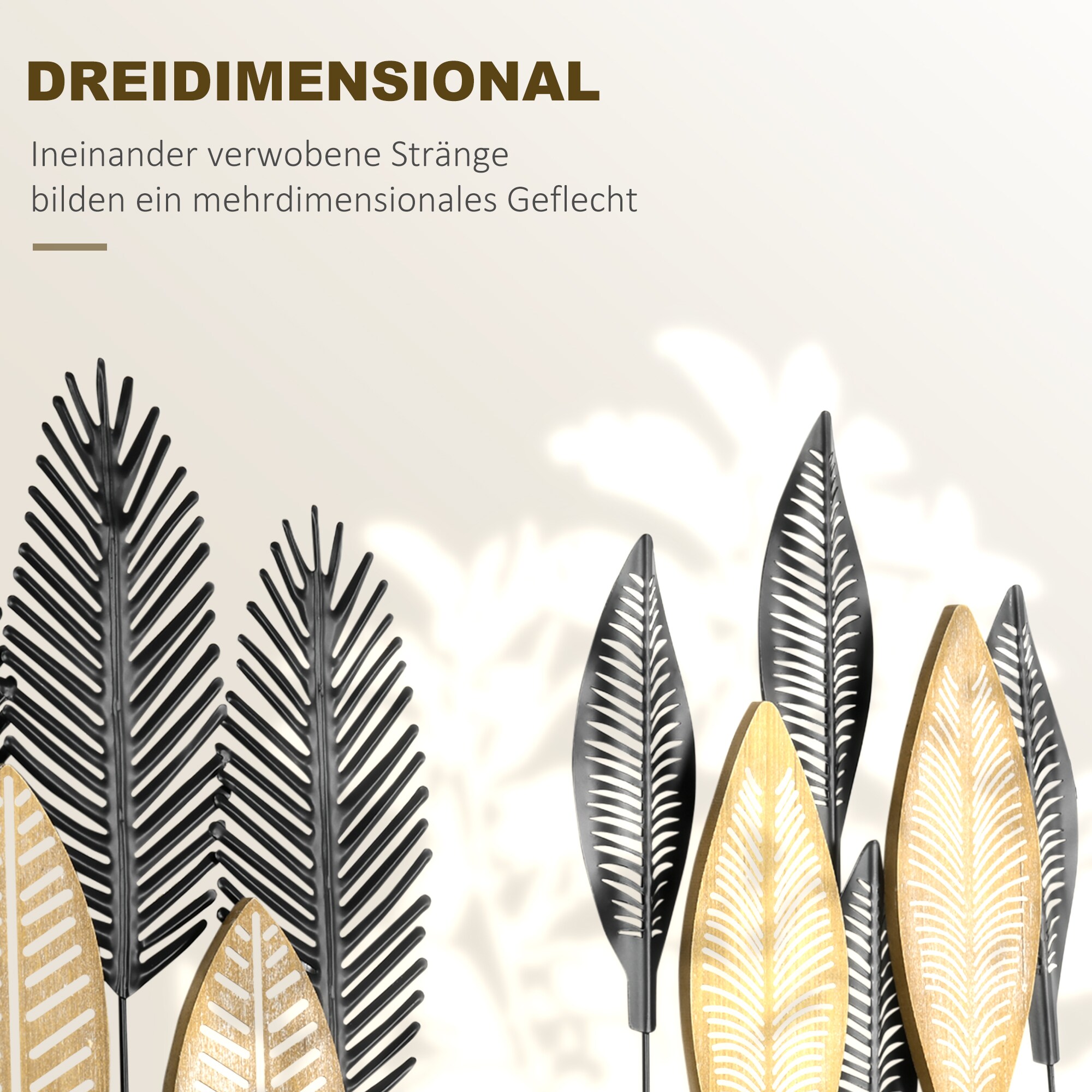 HOMCOM Wanddekoration mit Metallrahmen schwarz, gold 40L x 46H cm