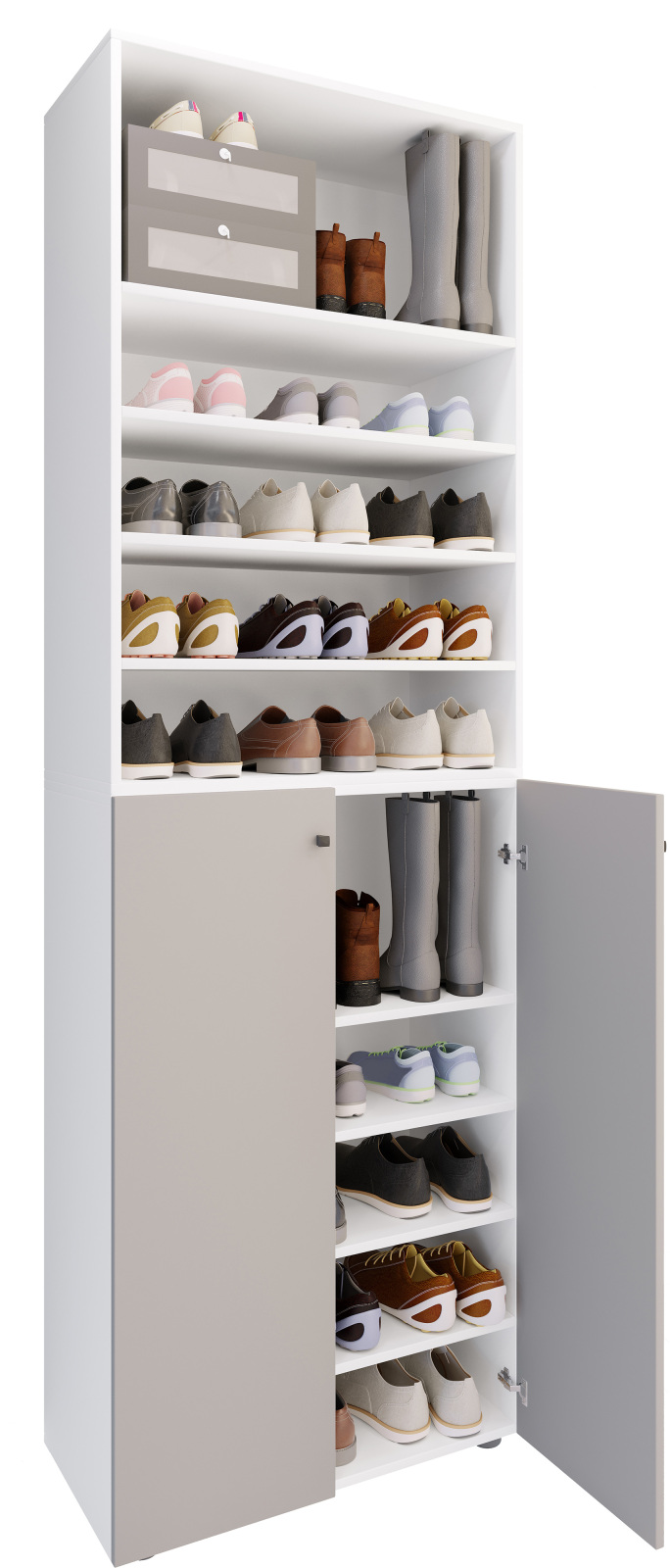 Schuhschrank LONA XL - weiß-grau - 5 offene Fächer