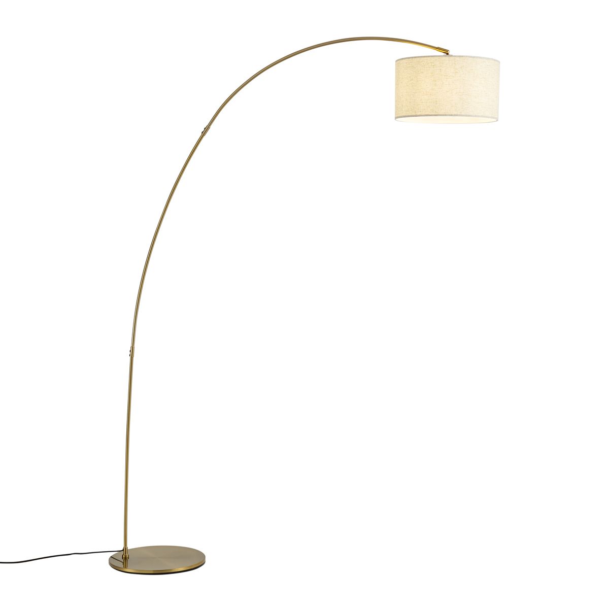 Moderne booglamp messing met beige kap - Vinossa