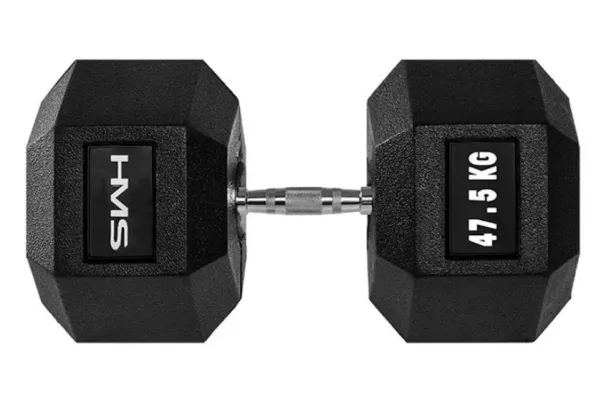 HMS Dumbbell Hex Pro black and silver 47.5 kg (17-66-130)