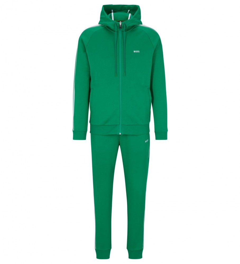 Conjunto de treino BOSS de corte regular com logotipo e detalhes em verde.