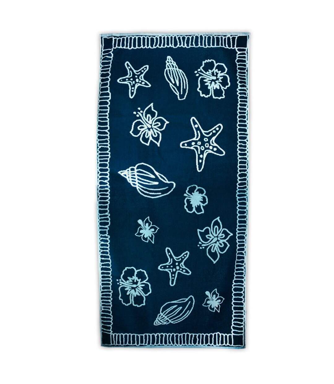 Serviette de plage - T1-HAWAII - bleu marine et bleu clair