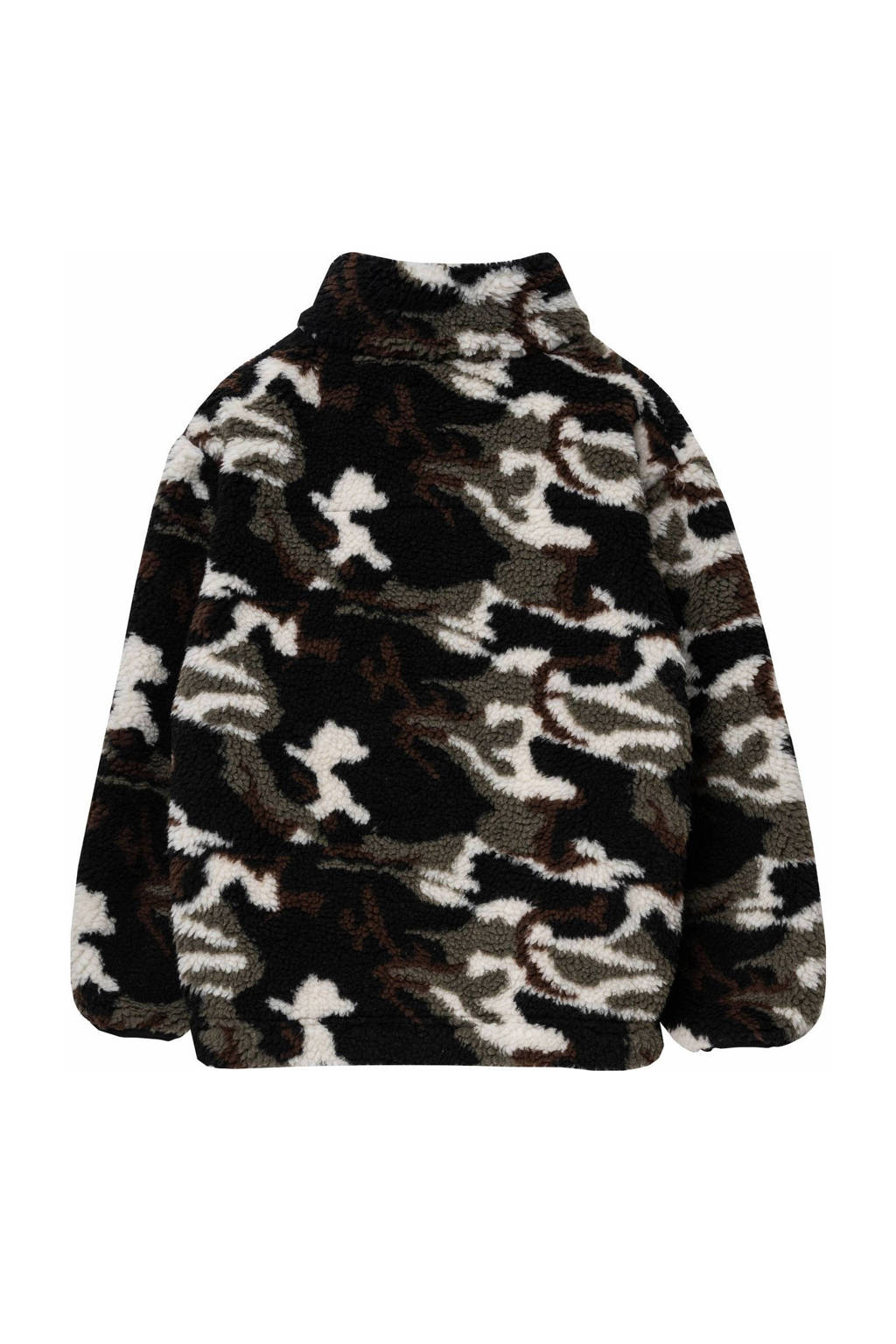 REPLAY teddy tussenjas met camouflageprint groen/bruin/ecru