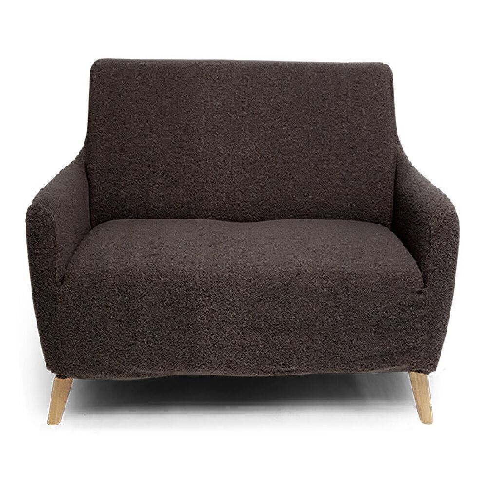 Protège fauteuil extensible L90-145cm effet laine bouclée gris foncé