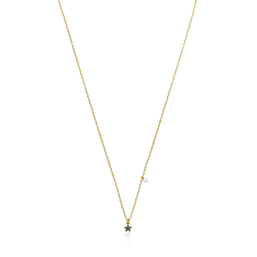 Colar TOUS New Motif com banho de ouro 18k sobre prata e estrela de safira