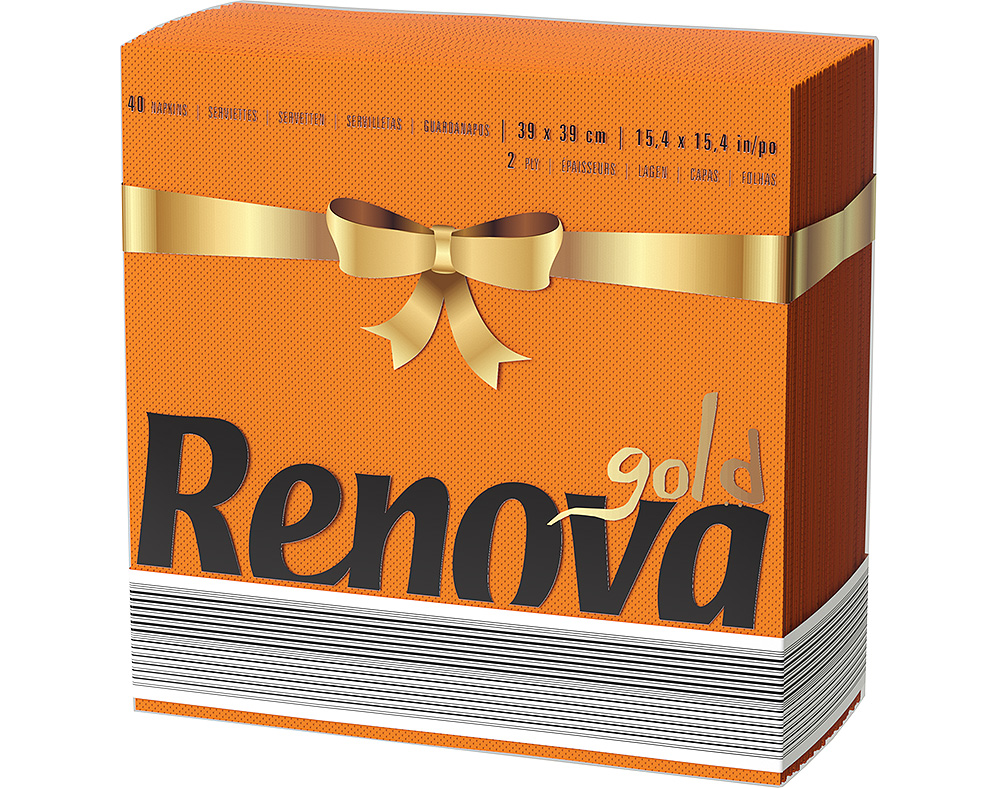 GUARDANAPOS RENOVA GOLD LARANJA PACK 40 UNIDADES