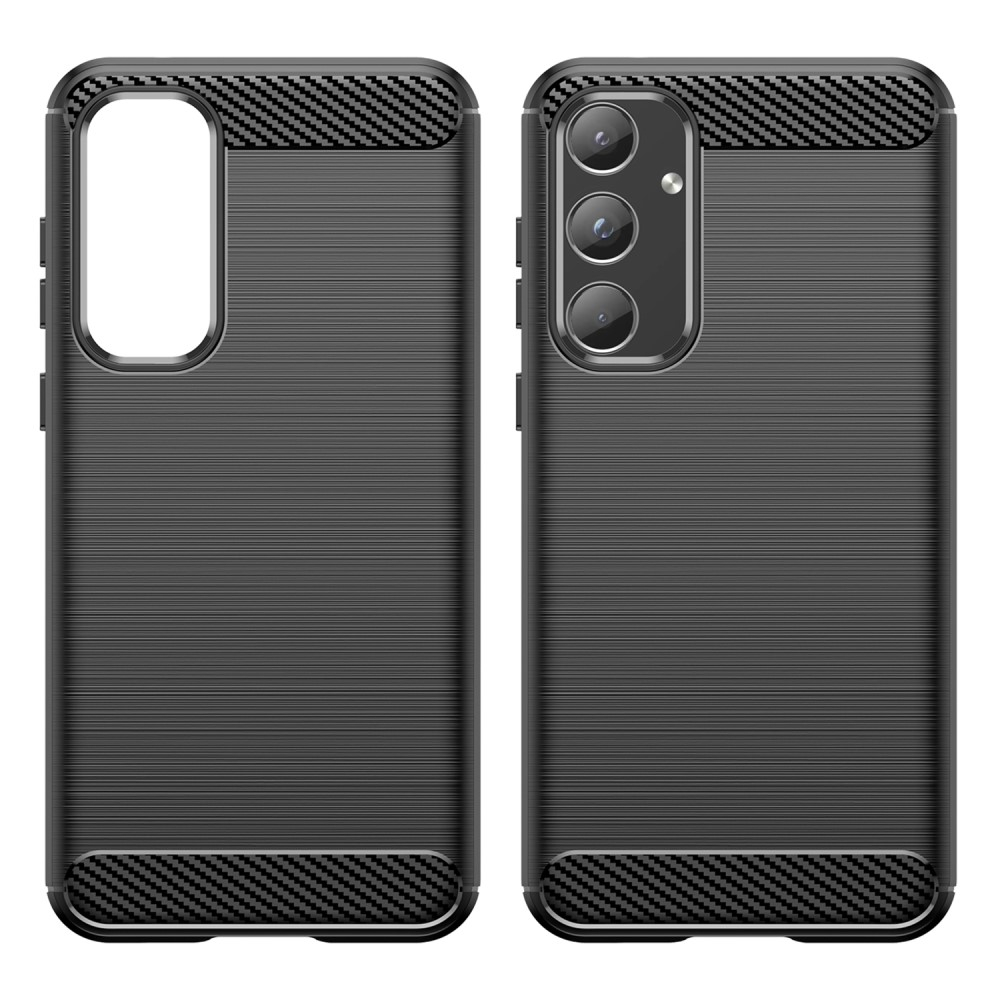 Samsung Galaxy A55 Gummi Case Schutzhülle Carbon Look - Schwarz