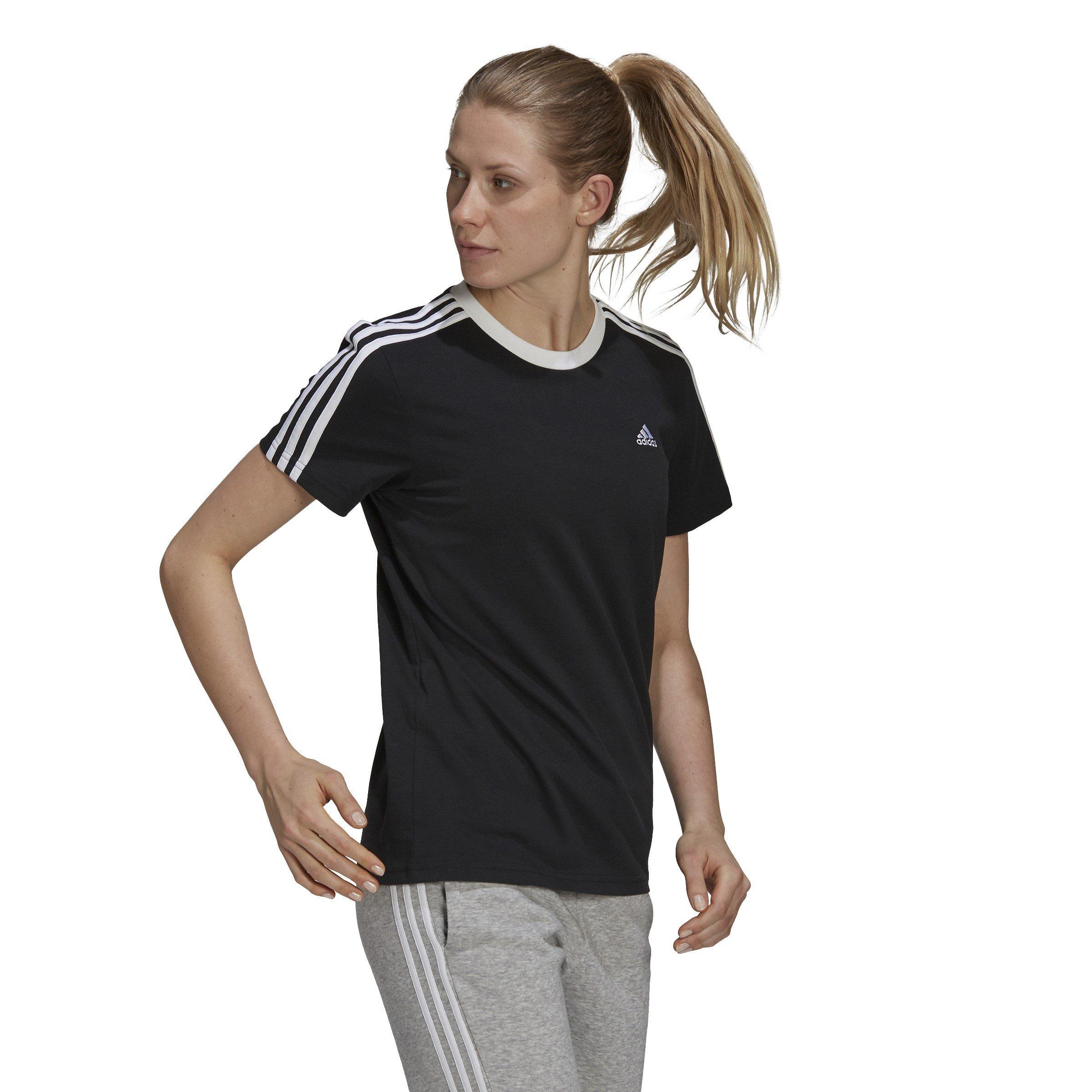 adidas Essentials 3 Stripe T-Shirt Womens