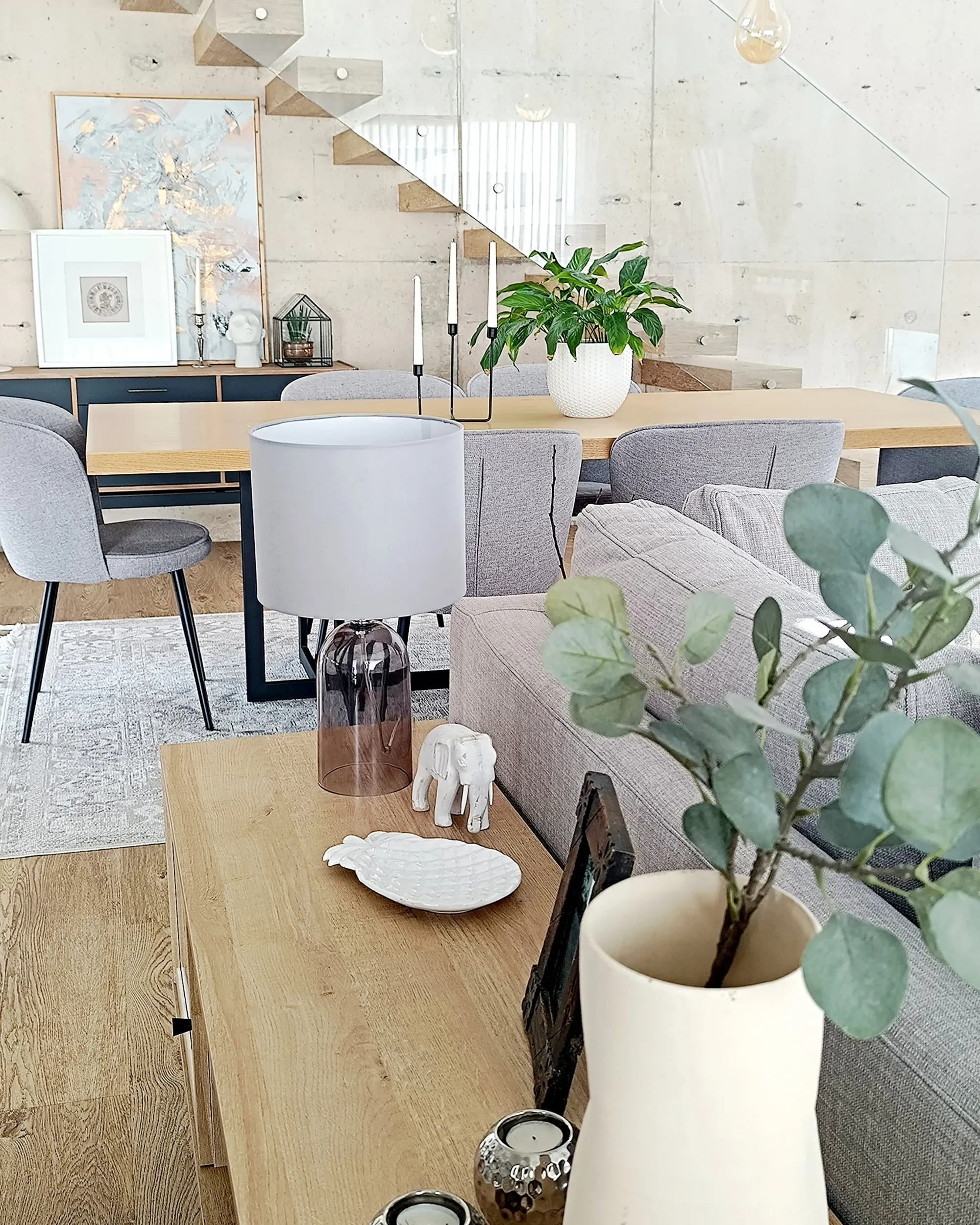 Tafellamp DEVOLL Glas Grijs