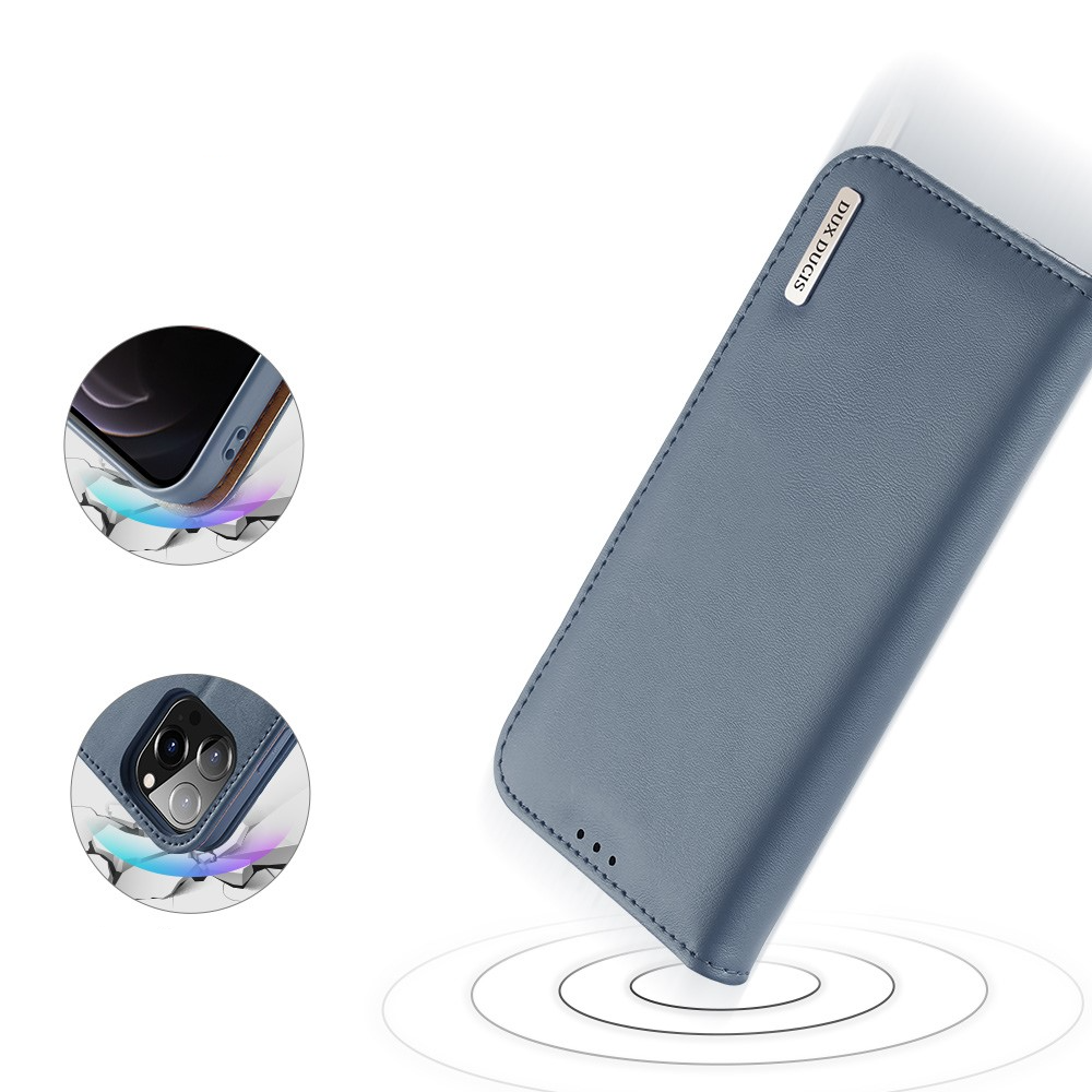 iPhone 13 Pro Flip Wallet Cover Echtleder Tasche (RFID Schutz) - Blau