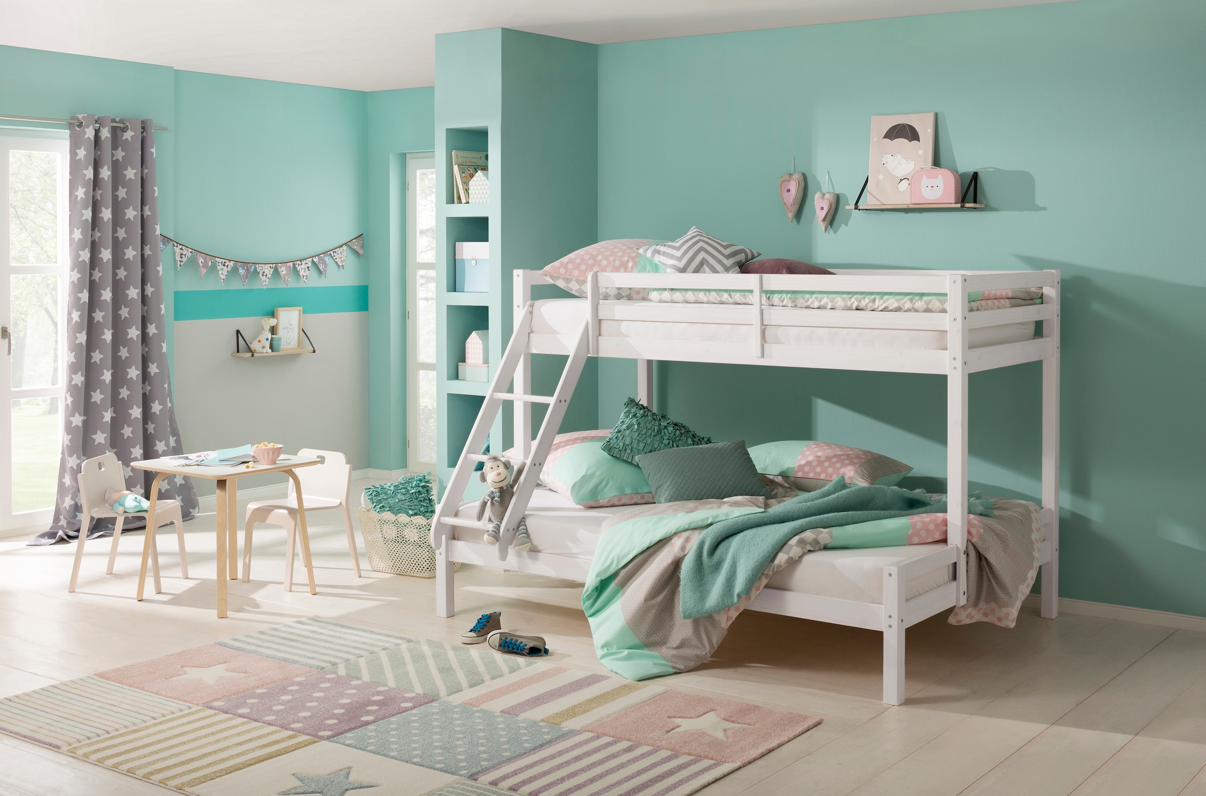 Lüttenhütt Kinderbett »Alpi, Stockbett, Etagenbett, untere Liegefläche 140cm breit« Höhe ca. 142cm,  mit 2 Schlafgelegenheiten, inklusive Lattenrost und Leiter