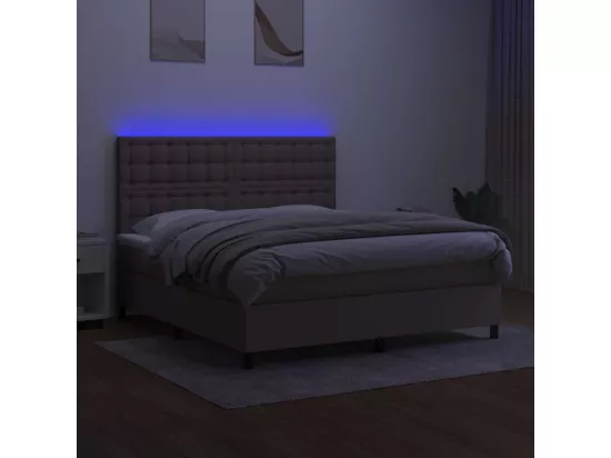 Sommier tapissier avec matelas et LED Taupe 180x200 cm Tissu