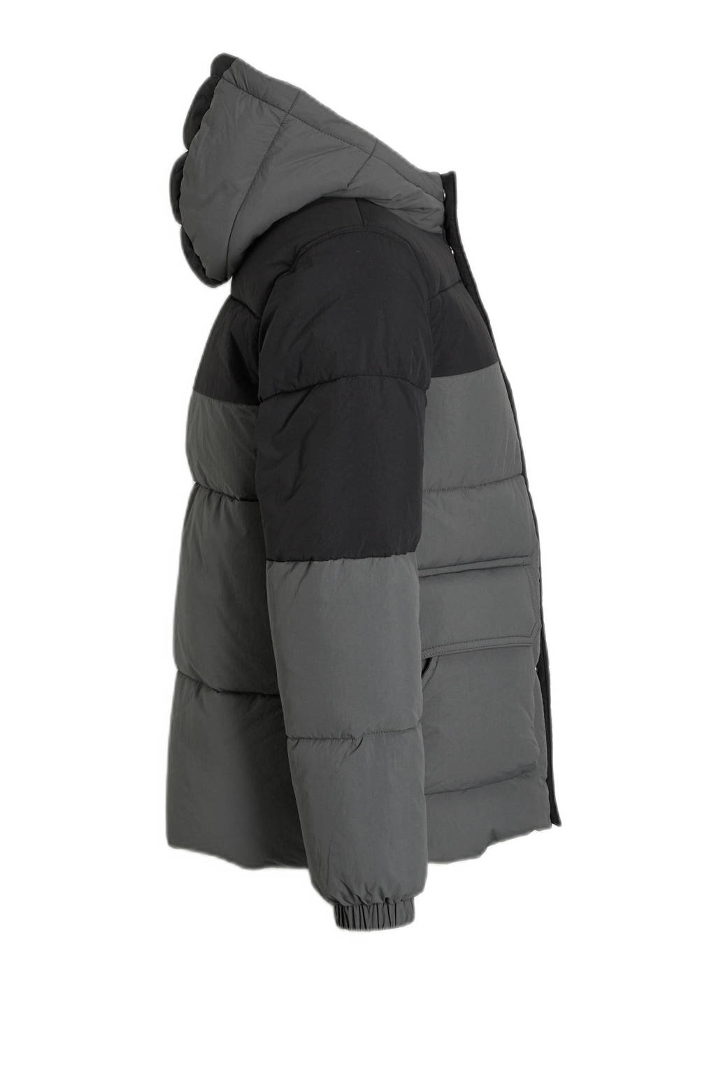 anytime gewatteerde winterjas grijs/zwart