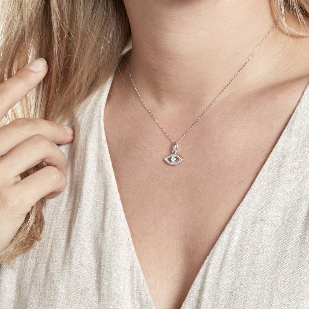 Pendentif Amelot Argent Blanc Oxyde De Zirconium