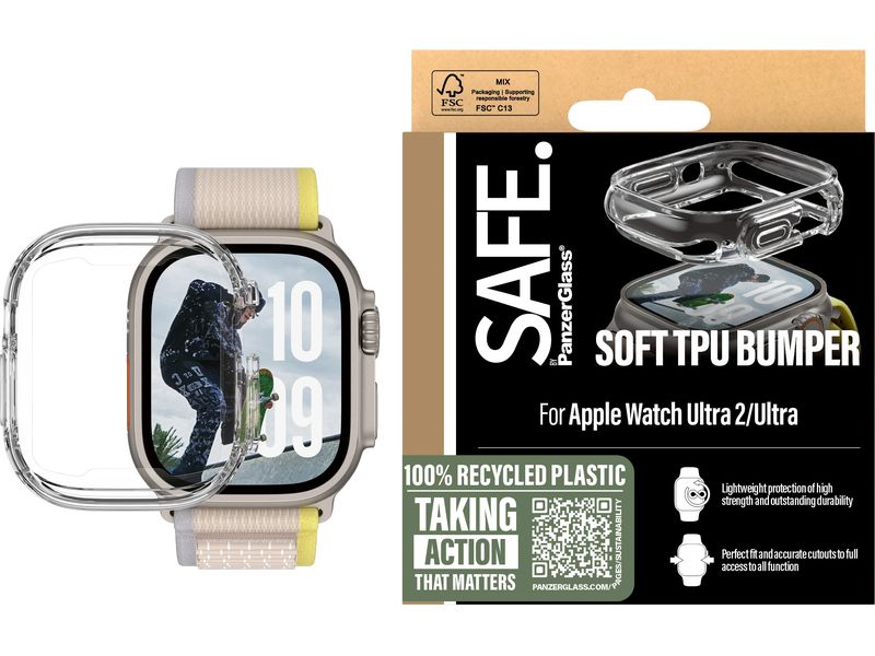 SAFE. Displayschutz TPU Bumper Transparent Displayschutz für das Apple Watch Ultra 2024