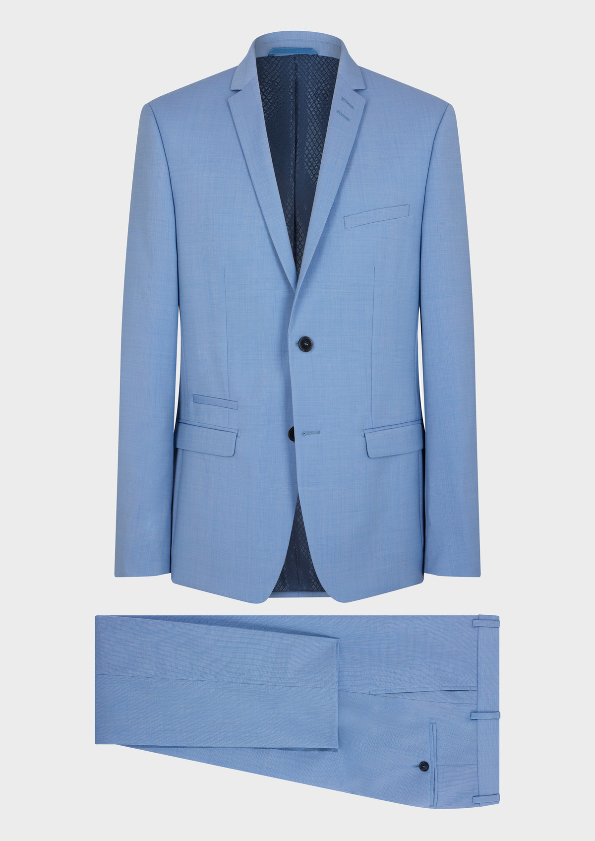 Costume 2 pièces Slim en laine unie bleu ciel